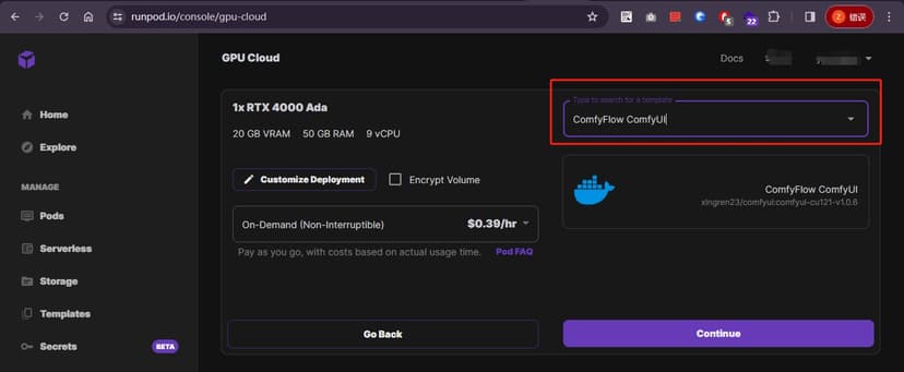 ComfyFlow RunPod Template ComfyFlow